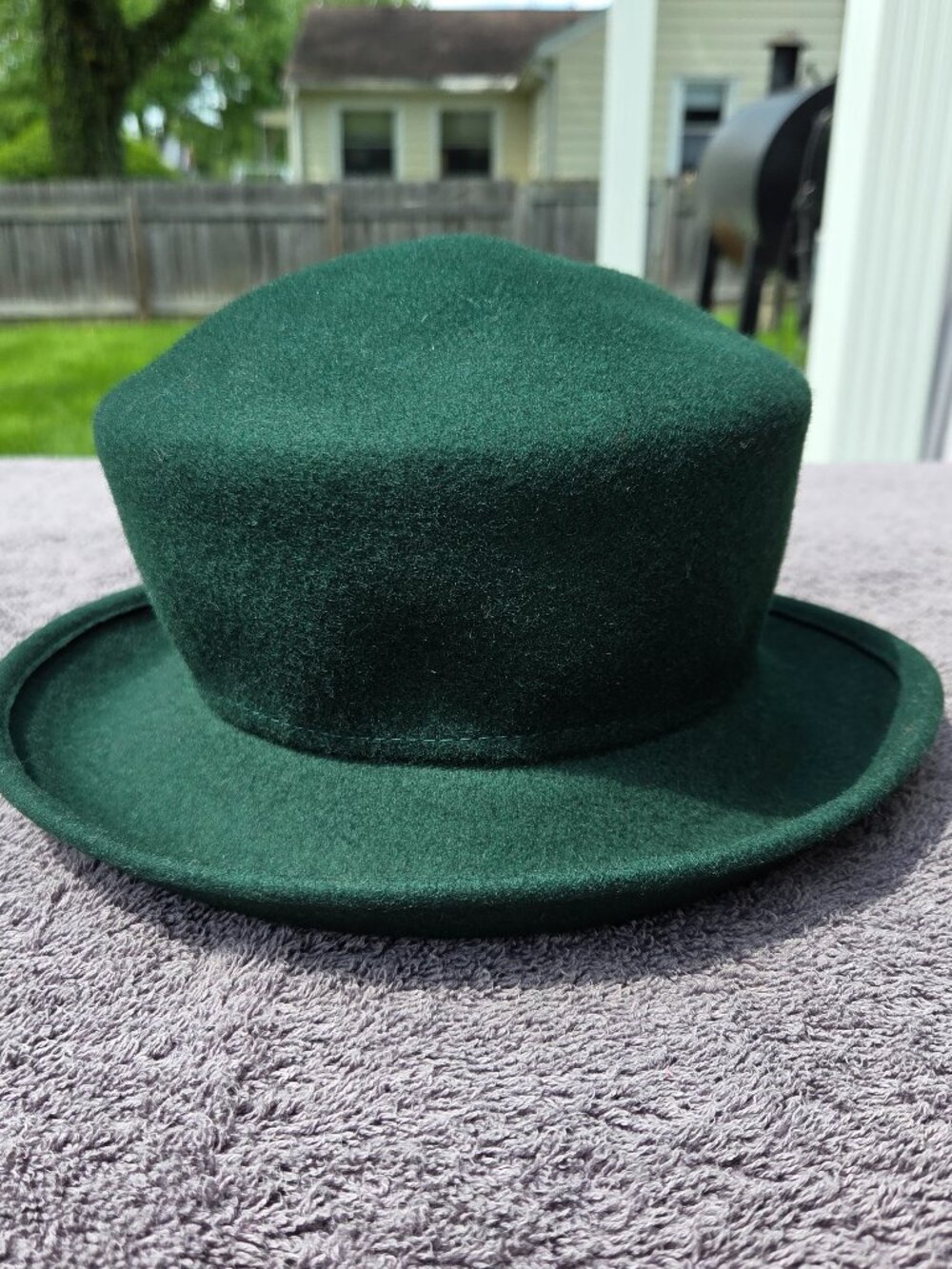 Amanda Smith Hunter Green Felt Bolo Pork Pie Rolled Brim 100% Wool Hat